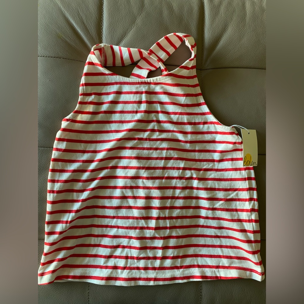 NWT Mini Boden Girls Cotton Jersey cris cross back Top size 9/10